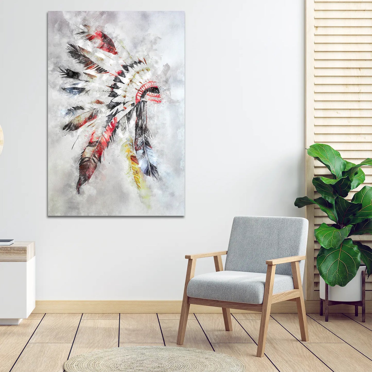 Federschmuck Wandbild Kunstwerk abstrakt Kopfschmuck Apache