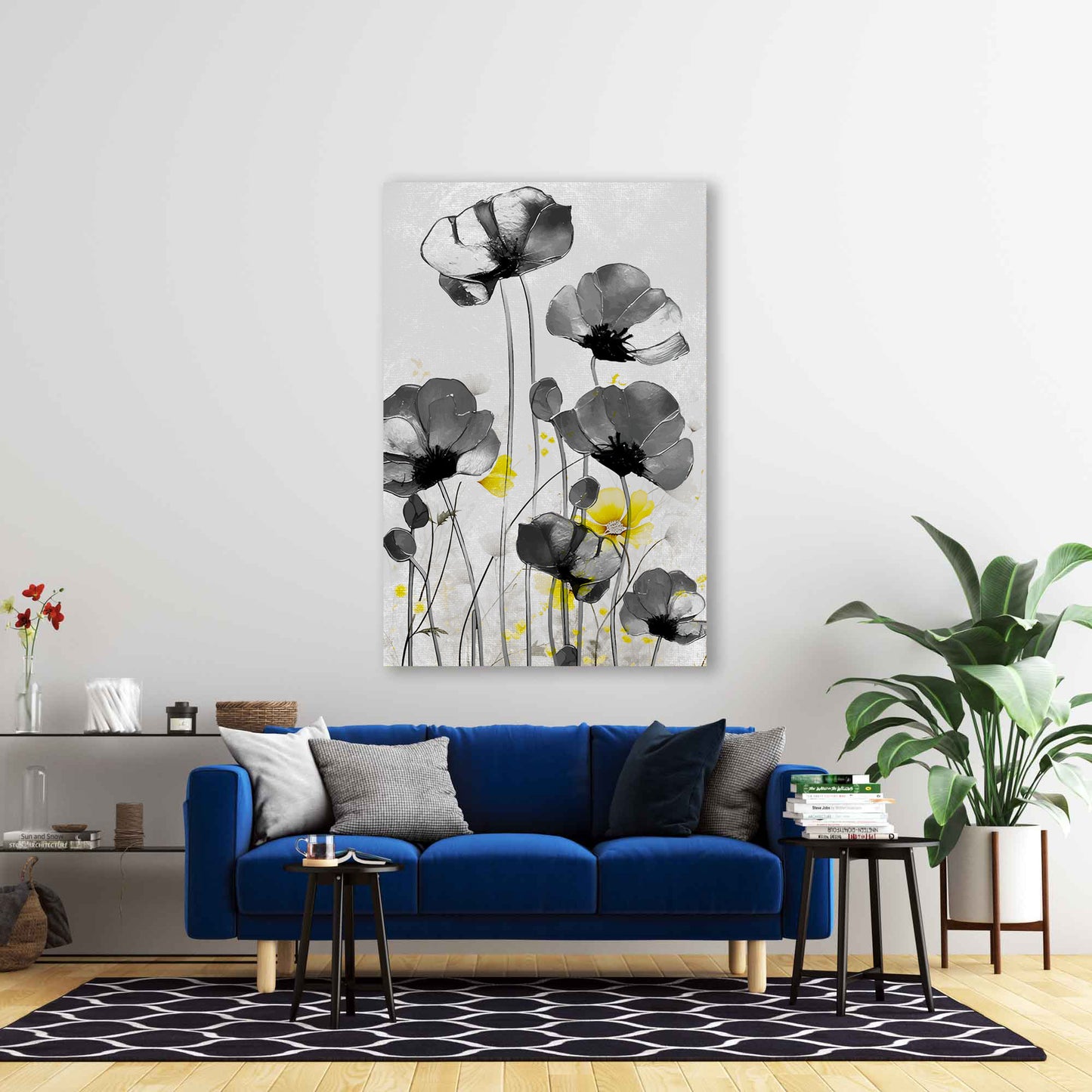 Wandbild Kunstwerk abstrakt mit Blumen