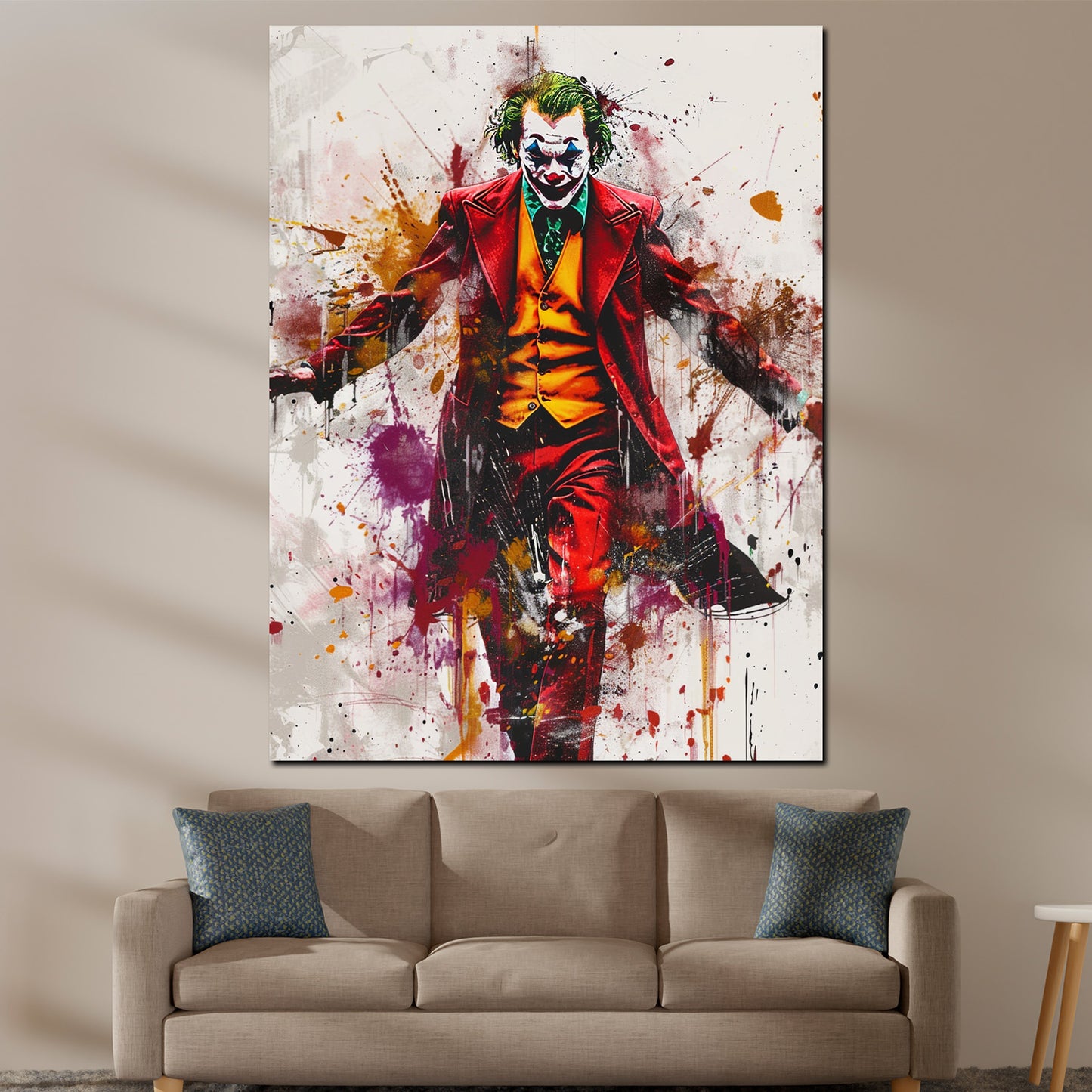 Wandbild Kunstwerk abstrakt mit Joker in leuchtenden Farben