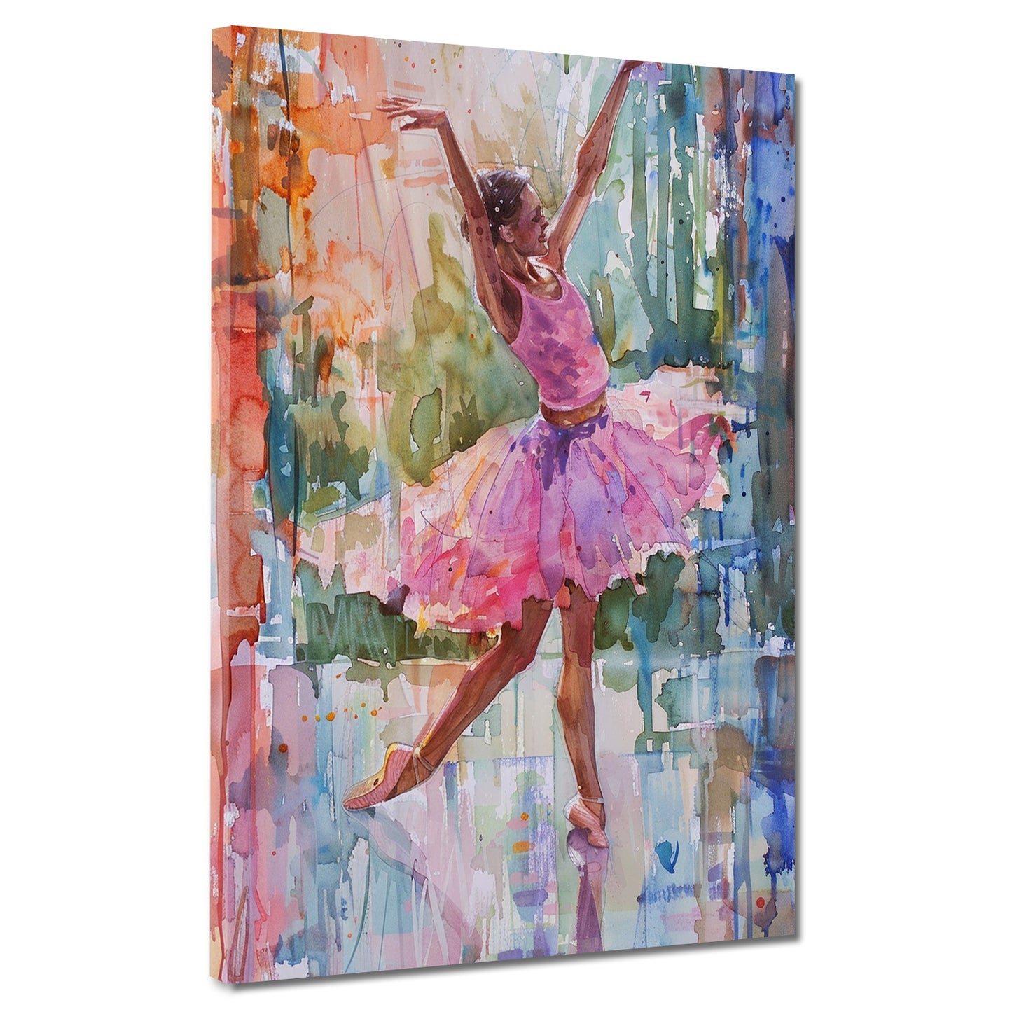 Wandbild Kunstwerk abstrakt tanzende Ballerina in pastellfarbenem