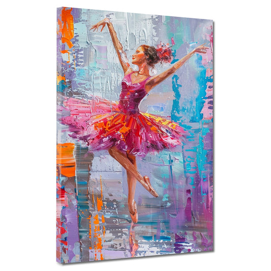 Wandbild Kunstwerk abstrakt tanzende Ballerina mit farbenfrohem Tutu