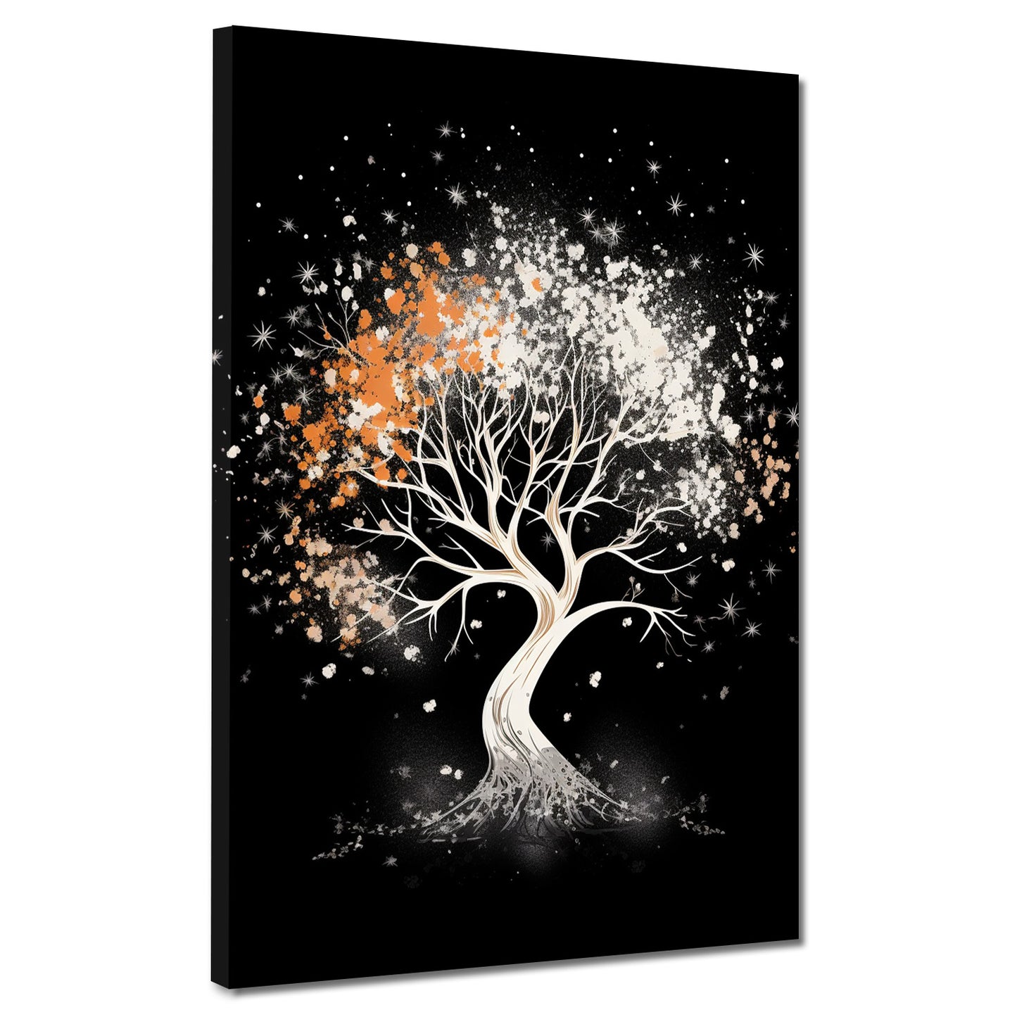 Wandbild Kunstwerk abstrakt weißer Baum Dark Style