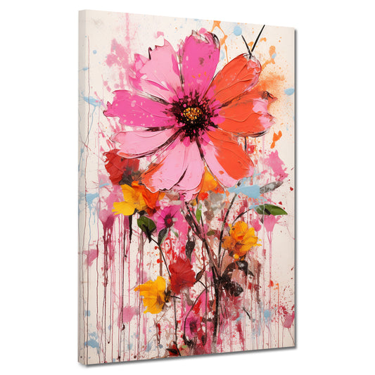 Wandbild Kunstwerk abstrakt wunderschöne Blume Pink Colour Splash