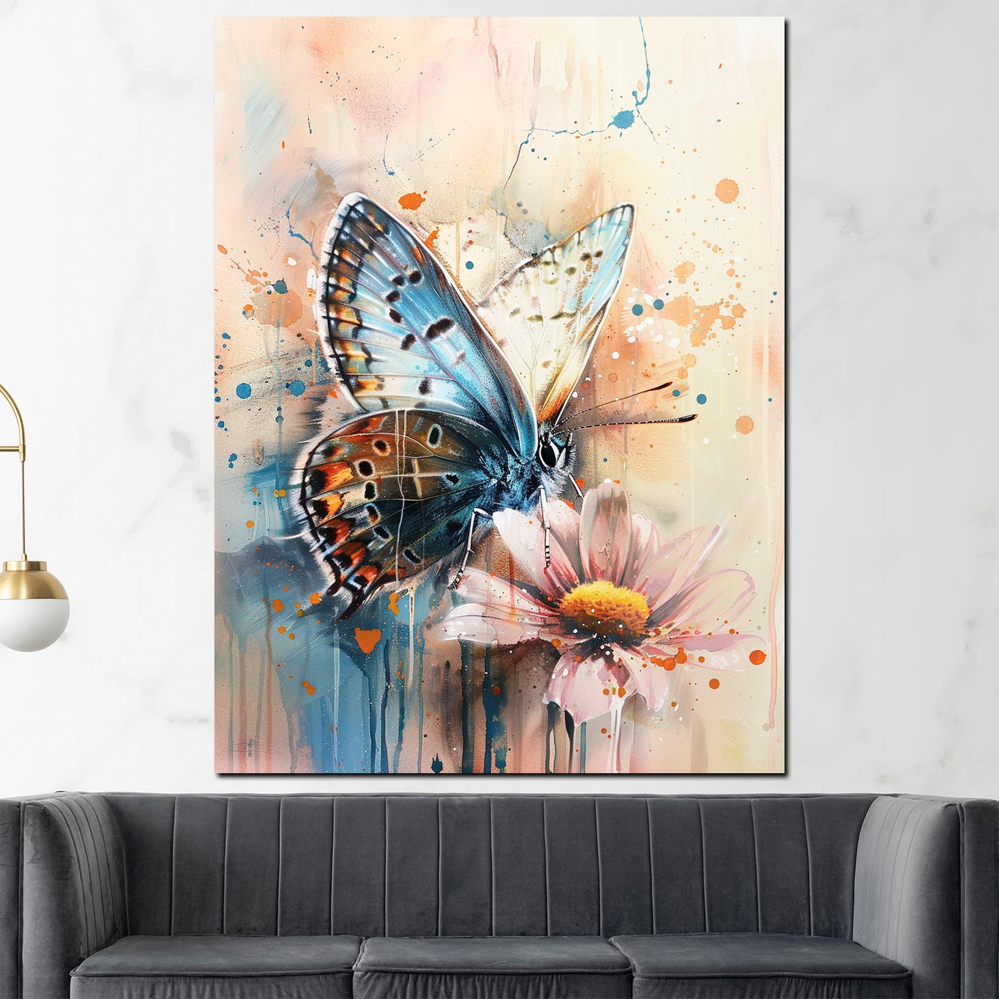 Wandbild Kunstwerk abstrakter farbenfroher Schmetterling