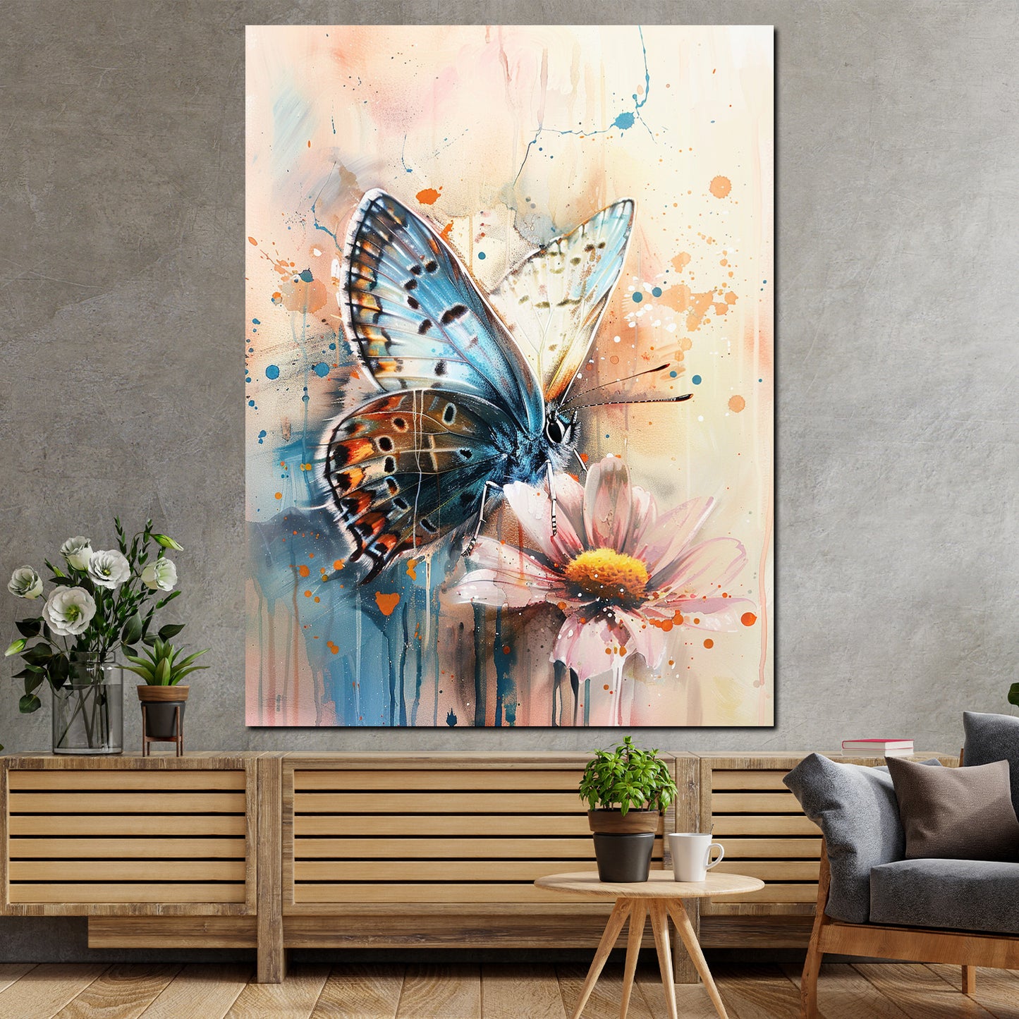 Wandbild Kunstwerk abstrakter farbenfroher Schmetterling