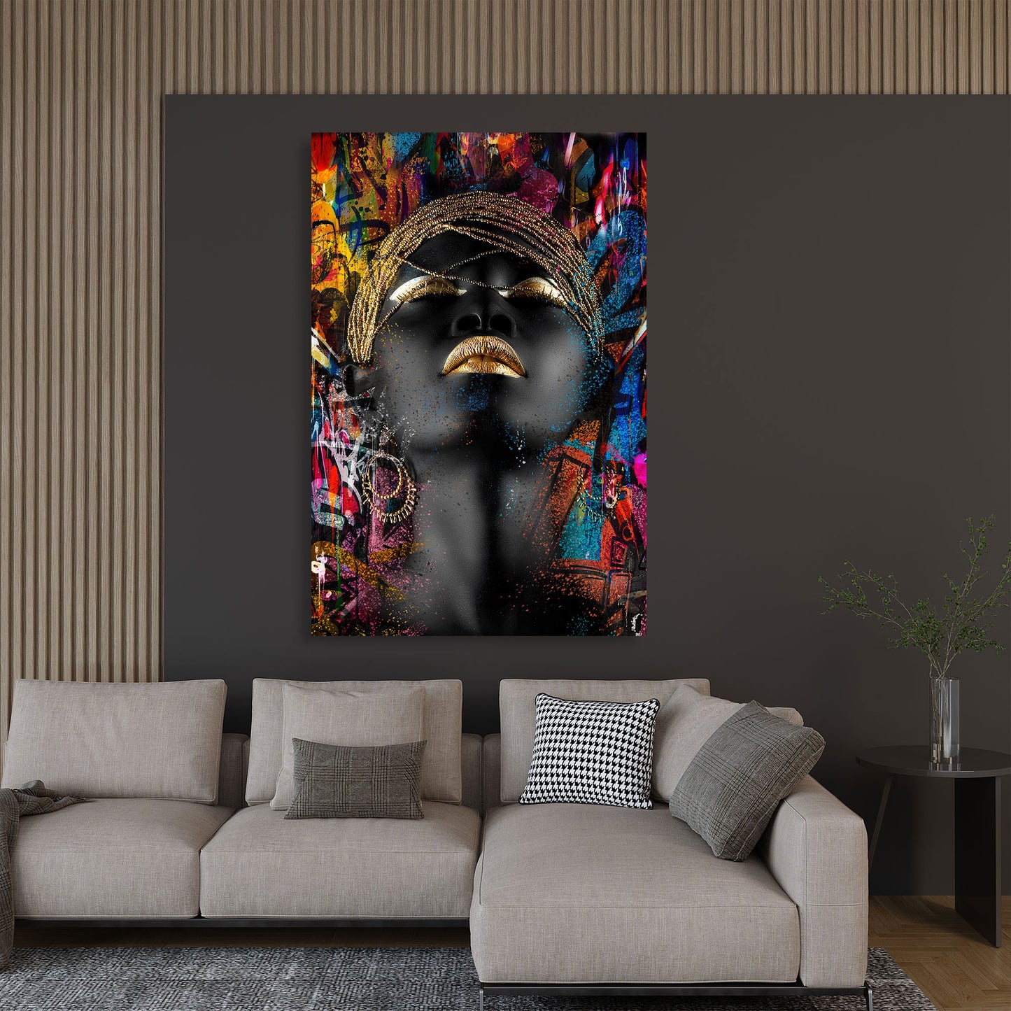 Wandbild Kunstwerk afrikanische Frau Graffiti Street Art Stil