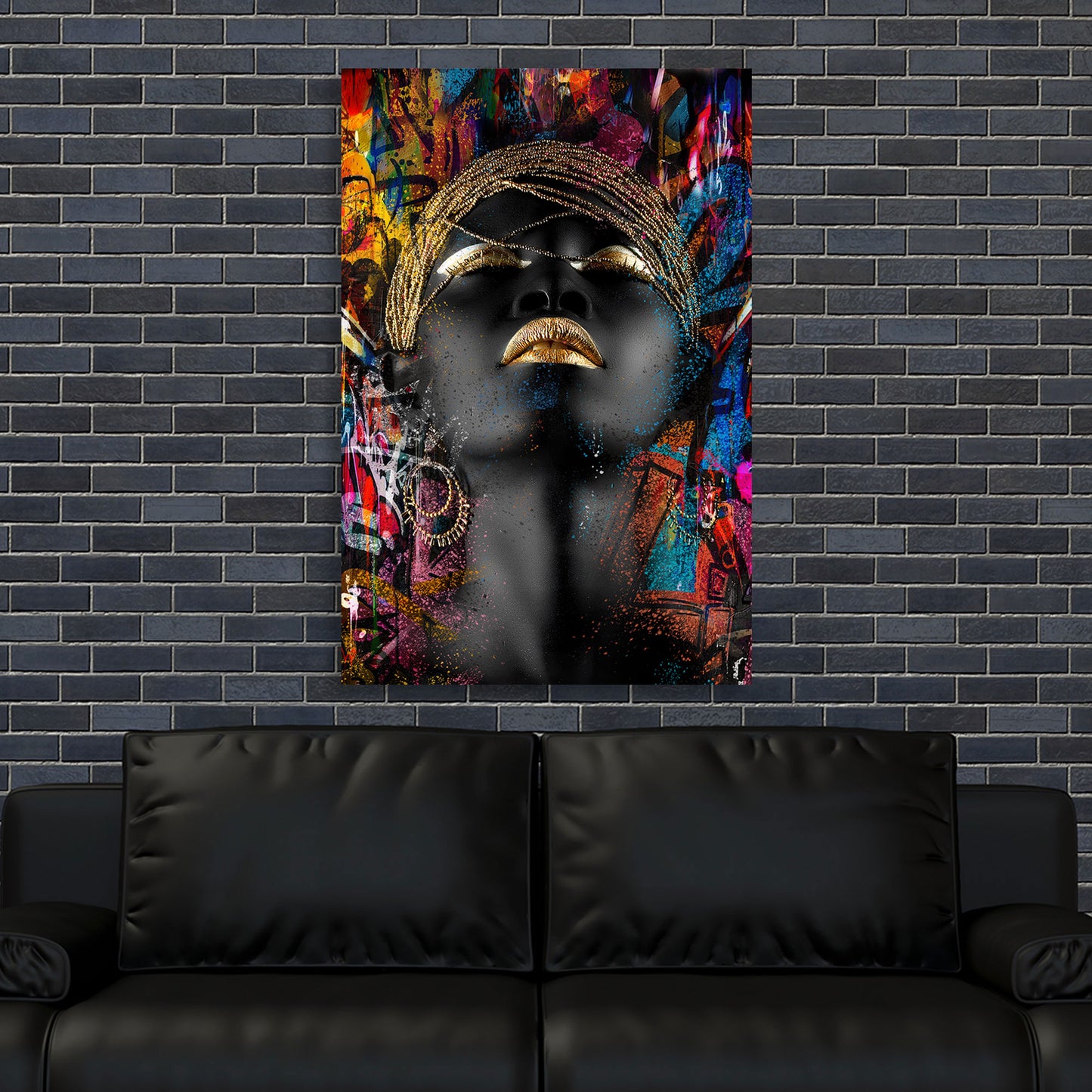 Wandbild Kunstwerk afrikanische Frau Graffiti Street Art Stil