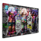 Wandbild Kunstwerk bunte Figuren im Graffiti Pop Art Stil