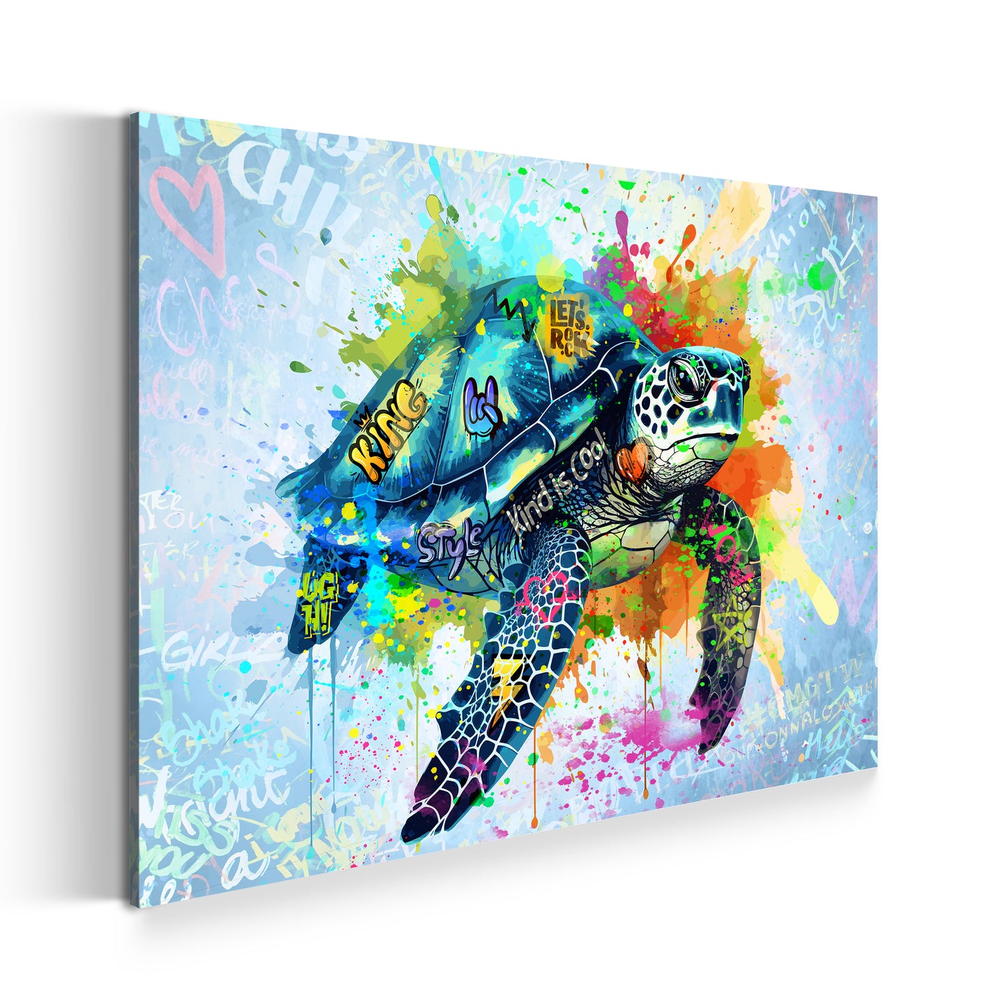 Wandbild Kunstwerk bunte Schildkröte Pop Art Graffiti