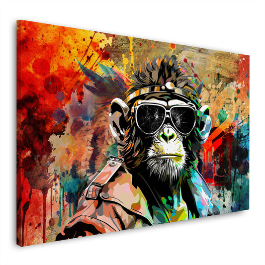 Wandbild Kunstwerk cooler Affe mit Sonnenbrille Pop Art Style