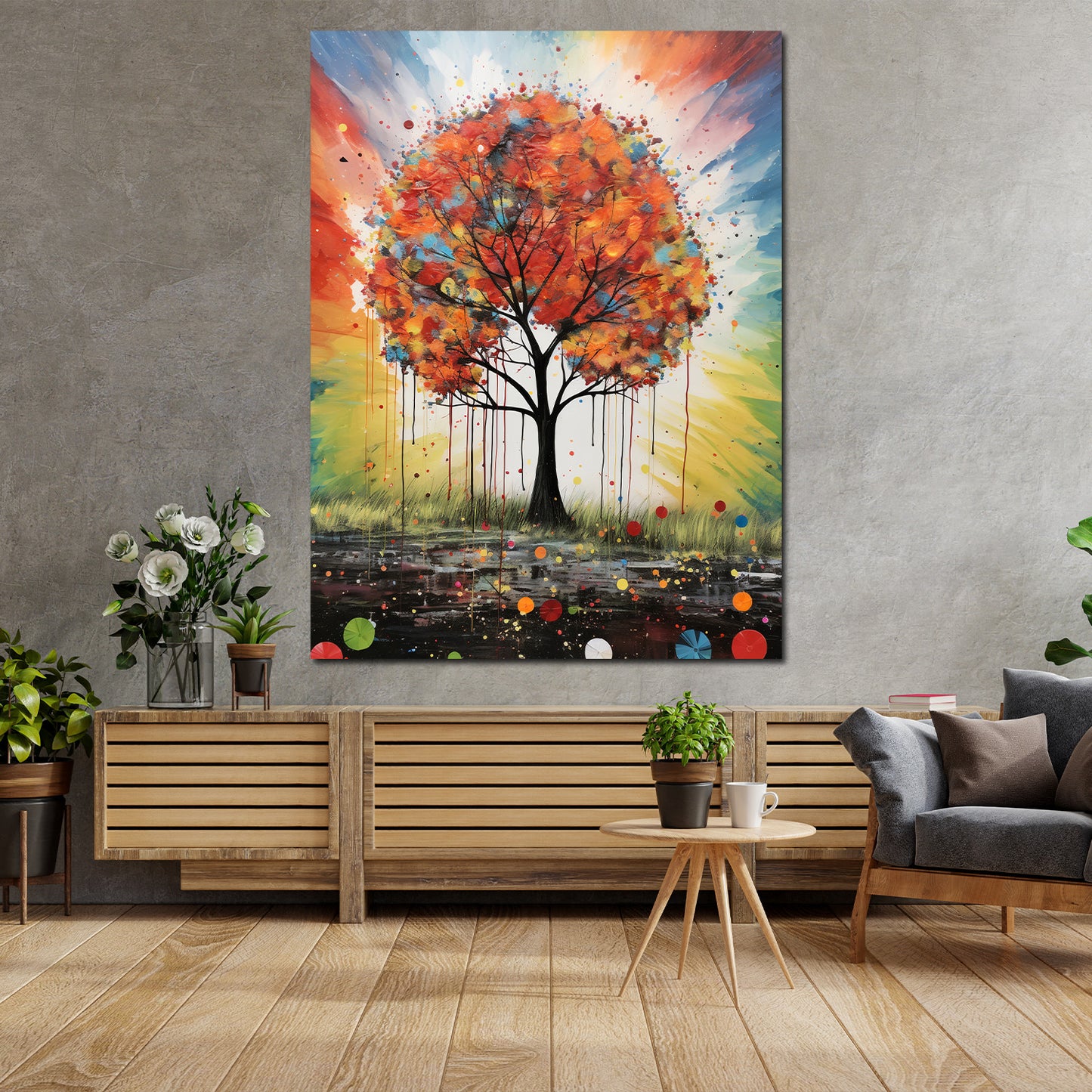 Wandbild Kunstwerk farbenfroher Herbstbaum abstrakt