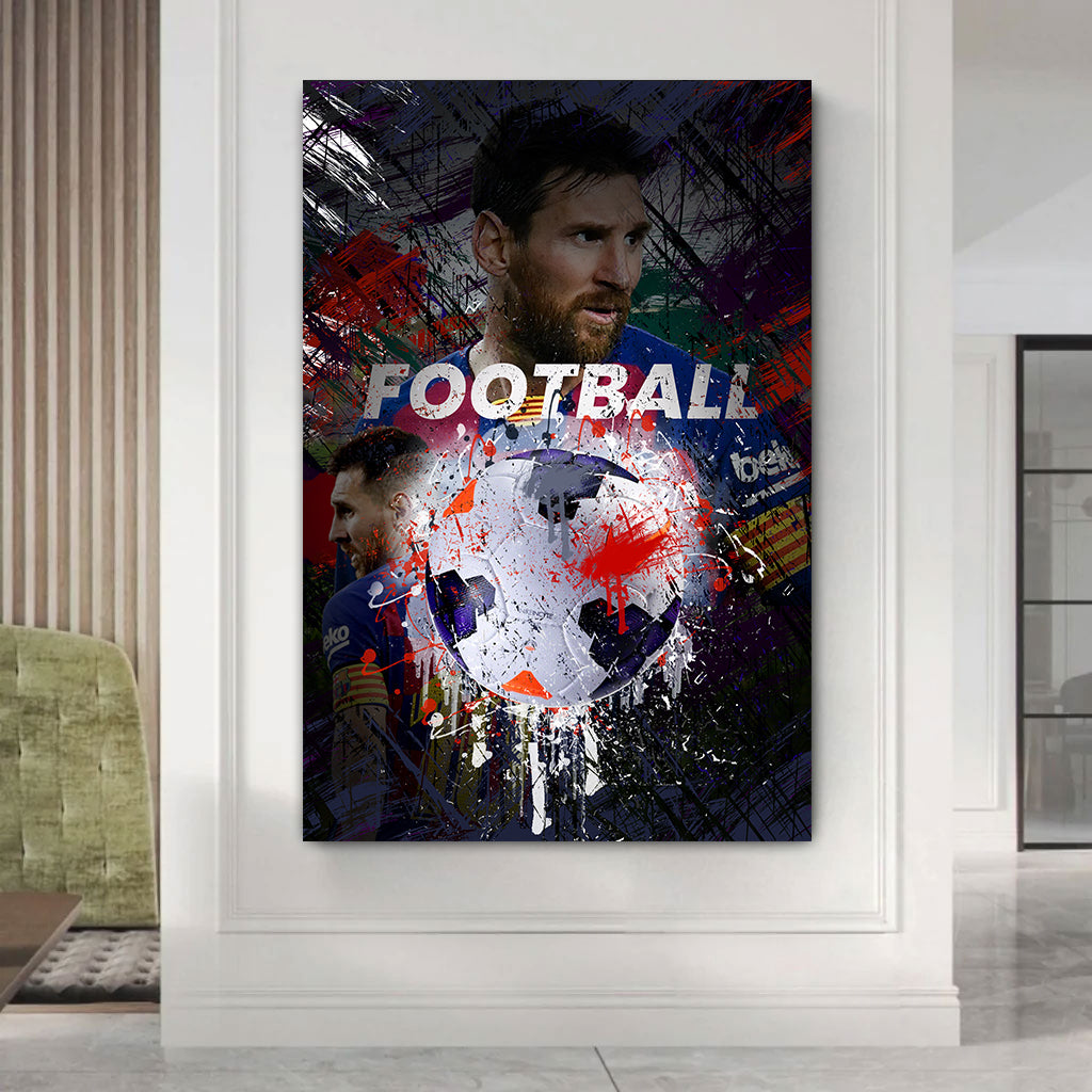 Wandbild Kunstwerk modern Pop Art Fußball Messi