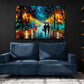 Wandbild Kunstwerk regnerische Allee Painting Style