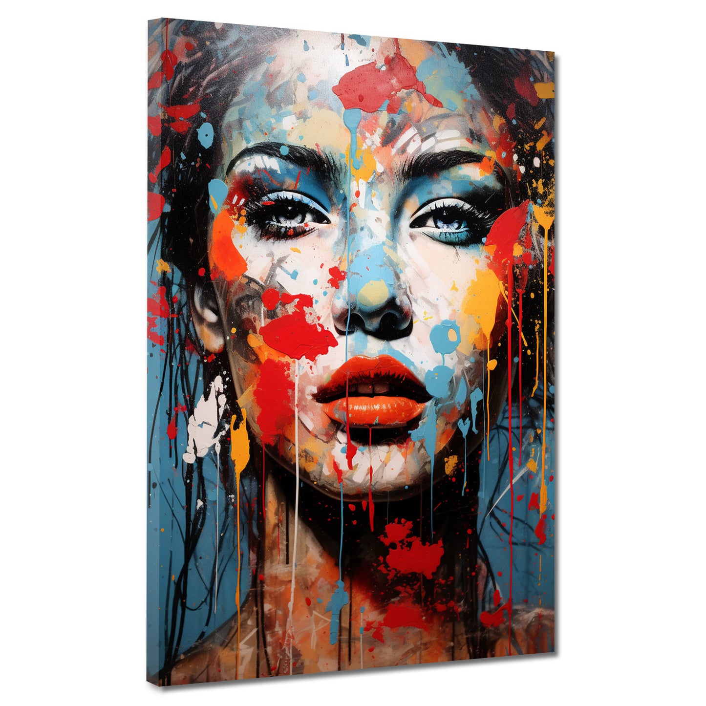 Wandbild Kunstwerk wunderschöne Frau frontal Pop Art Abstrakt Face Style