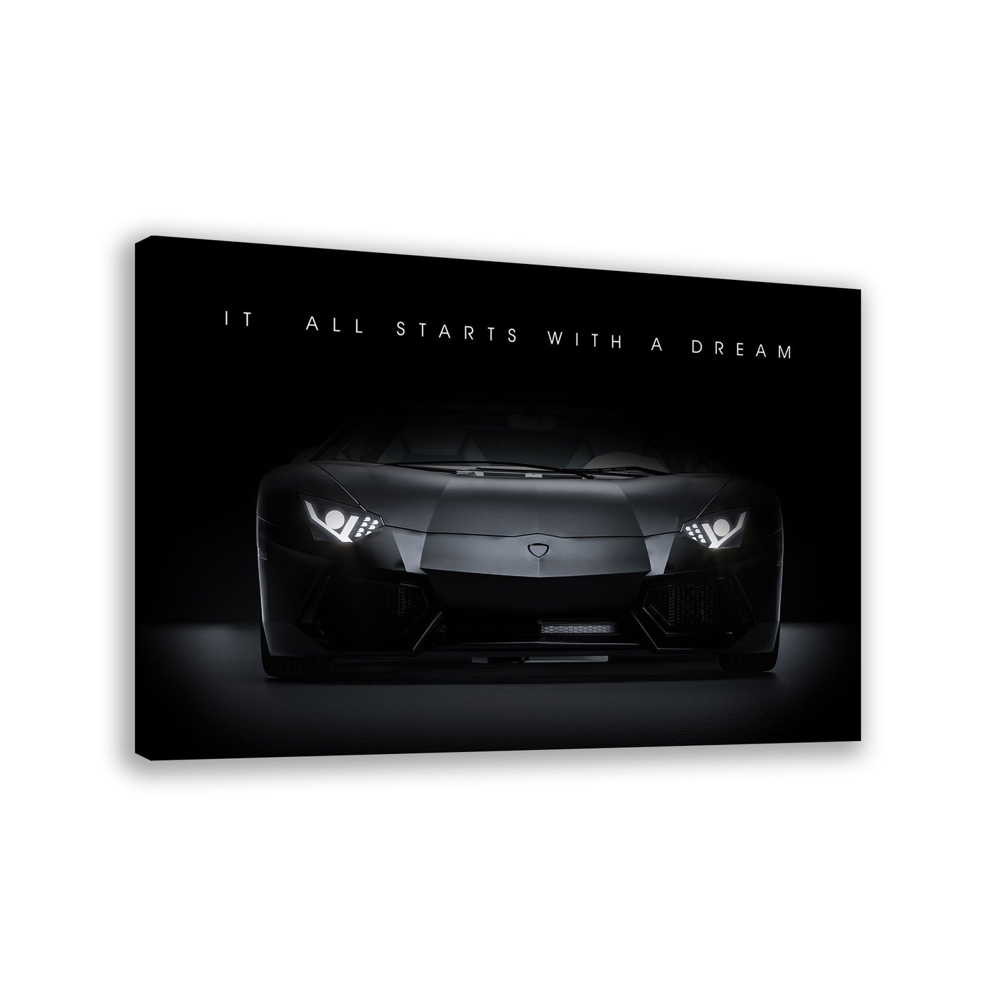 Wandbild Kunstwerk Motivation Sportwagen Black Style, Zitat