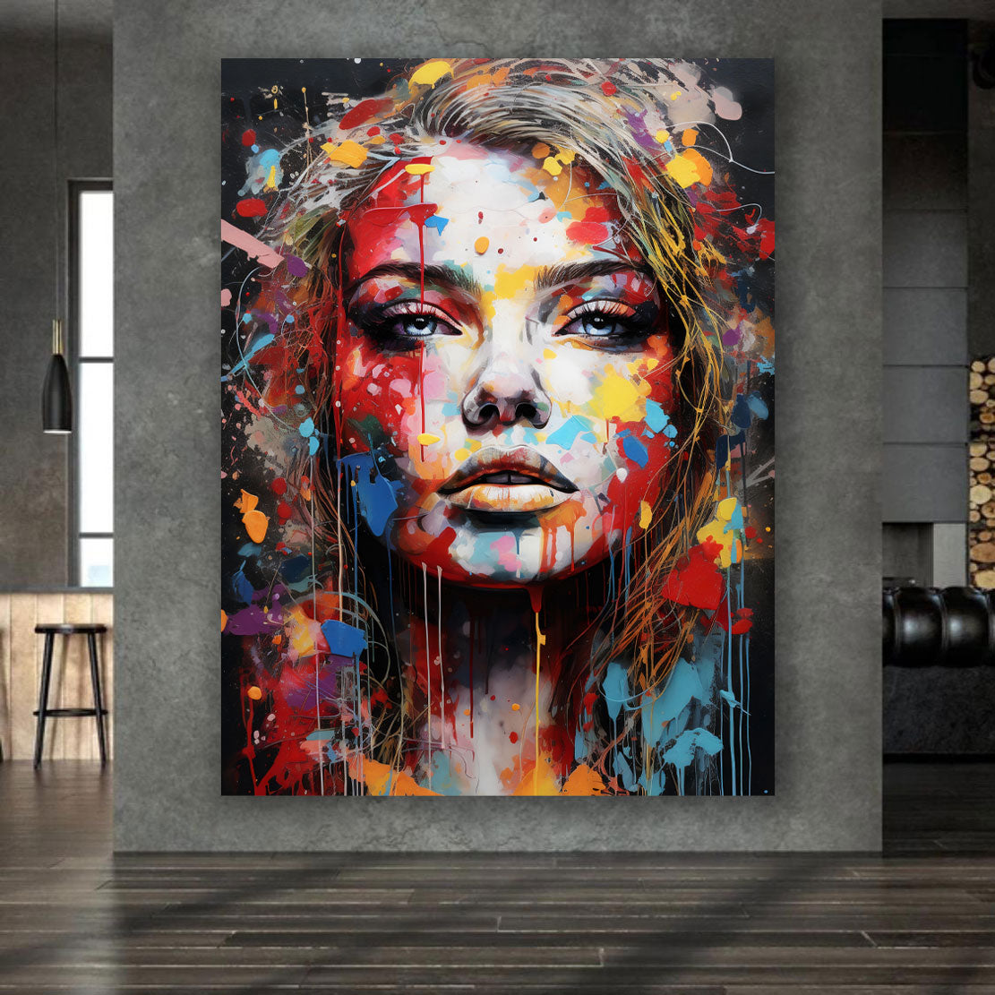 Wandbild Kunstwerk Pop Art modern Splash Girl Colour Style