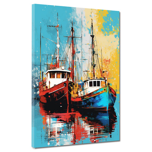 Wandbild Kunstwerk abstrakt zwei Boote Painting Style