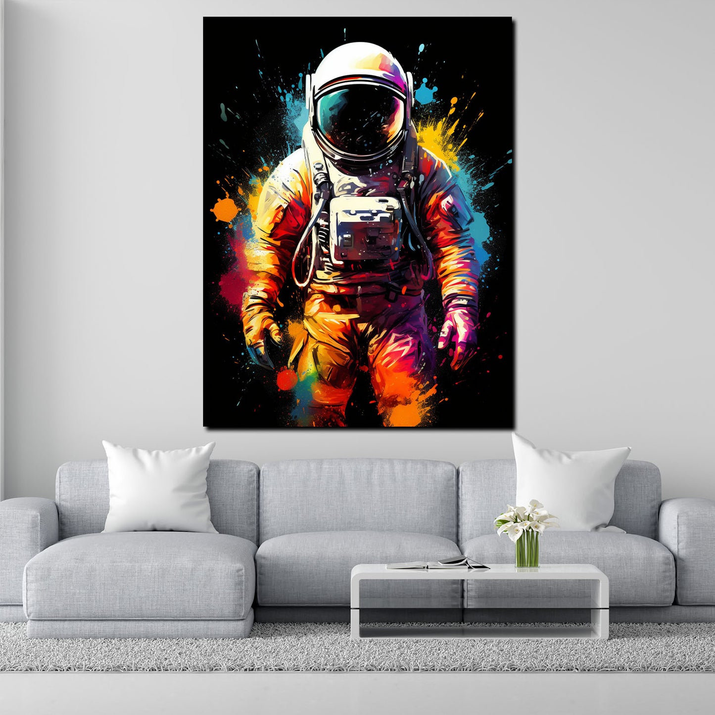 Wandbild abstraktes Kunstwerk Astronaut, Pop Art