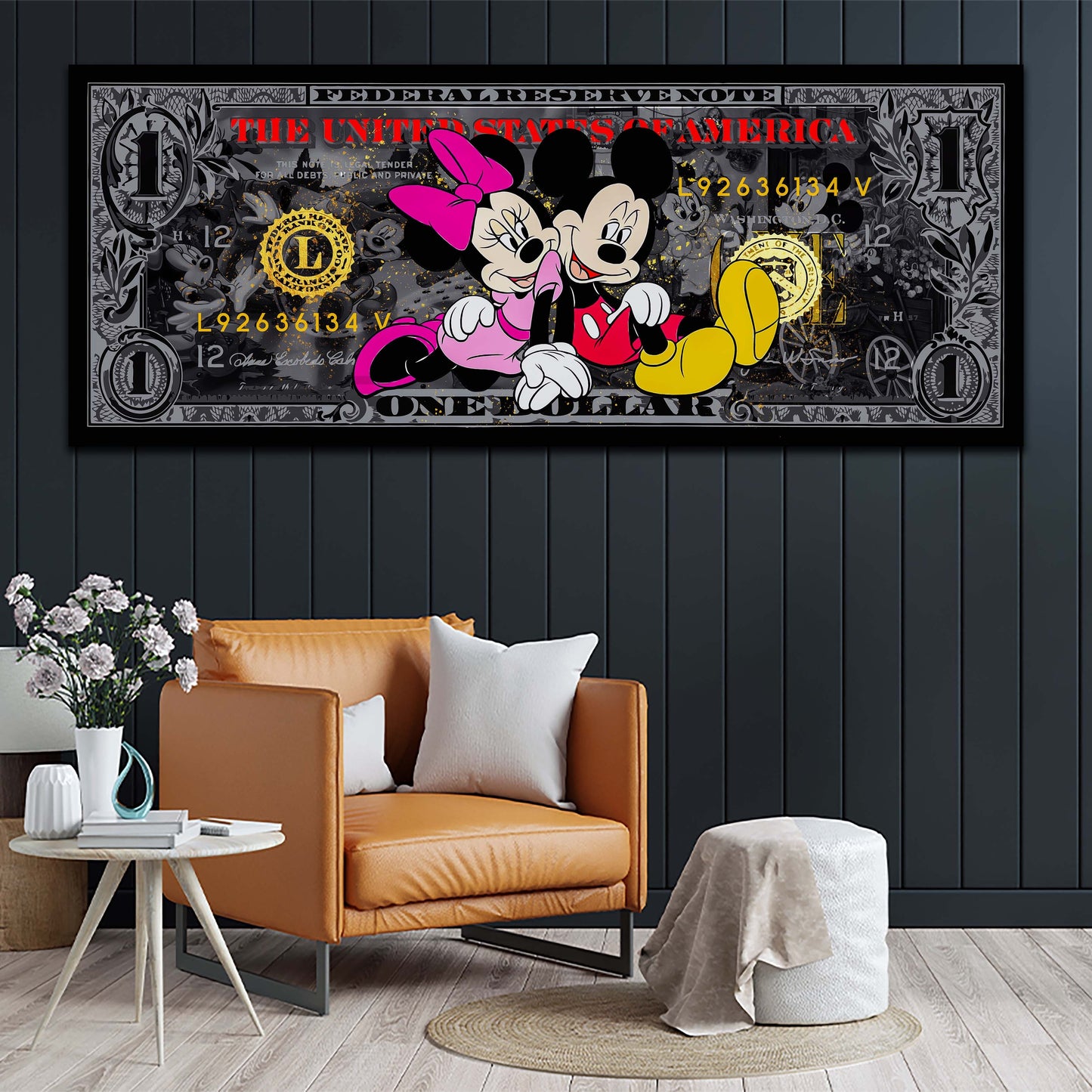 Wandbild Kunstwerk Dollar Maus Black Style, Comic