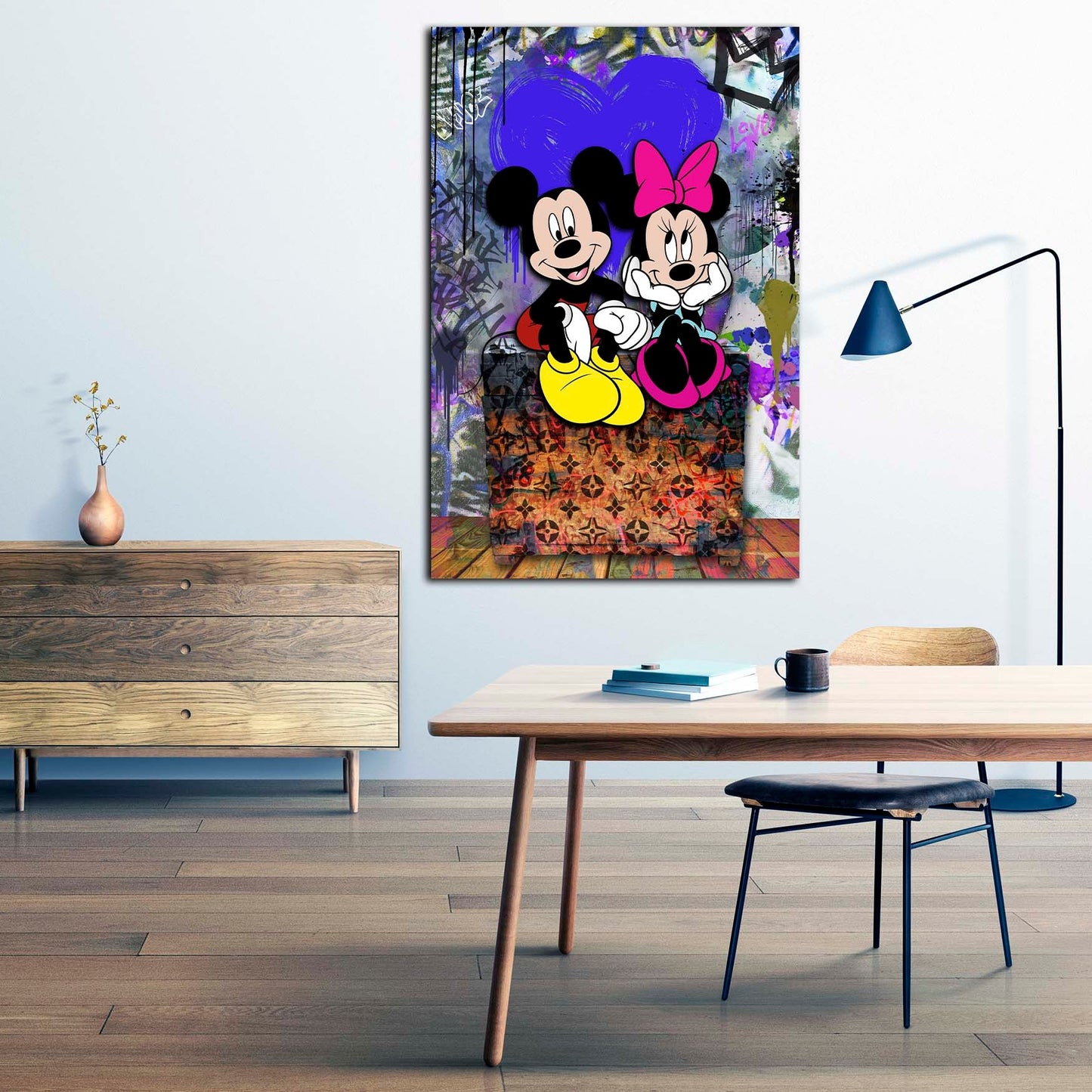 Wandbild Kunstwerk Pop Art Comic Mouse in Love