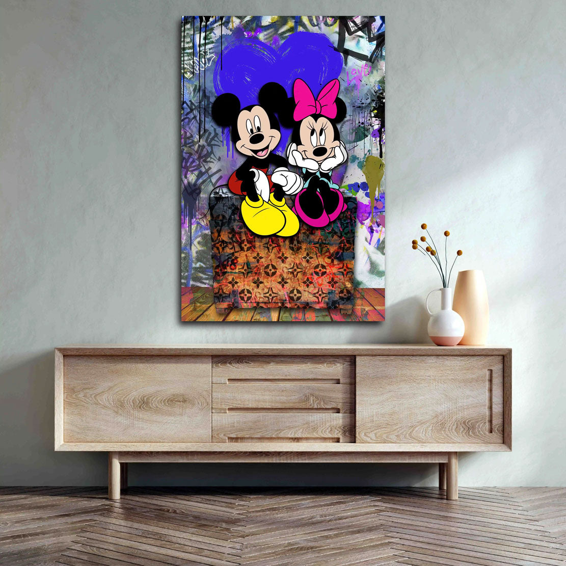 Wandbild Kunstwerk Pop Art Comic Mouse in Love