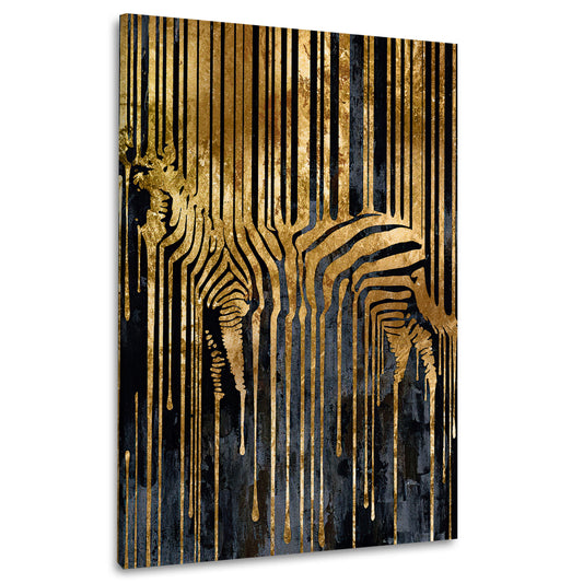 Wandbild Kunstwerk Zebra Gold Style, Abstrakt