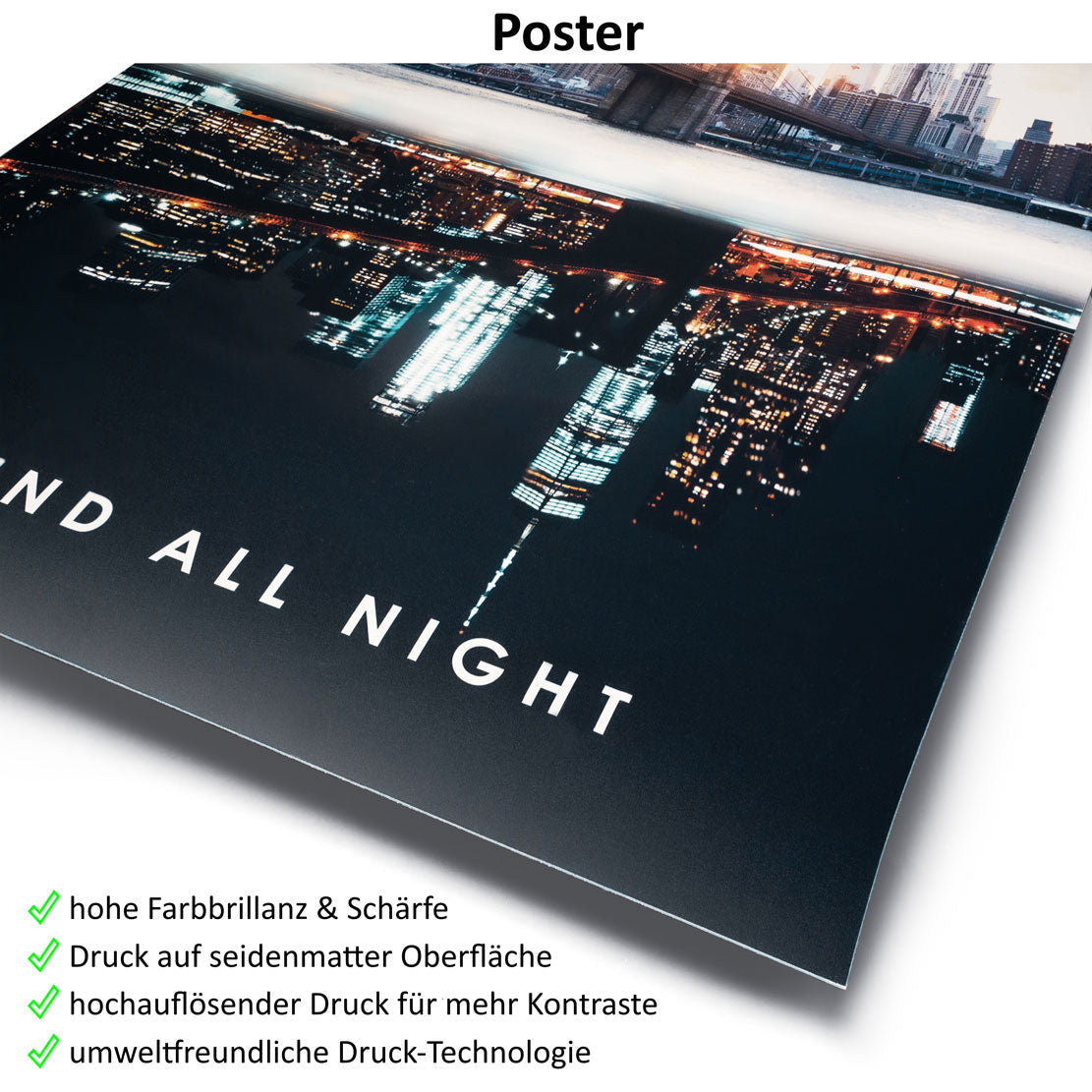 Wandbild Kunstwerk Manhattan New York Skyline Night Style schwarz weiß, USA