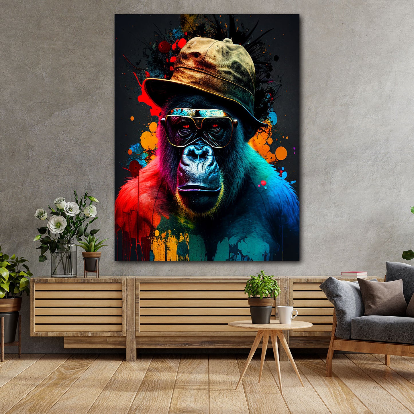 Wandbild Kunstwerk BE COOL Pop Art Gorilla