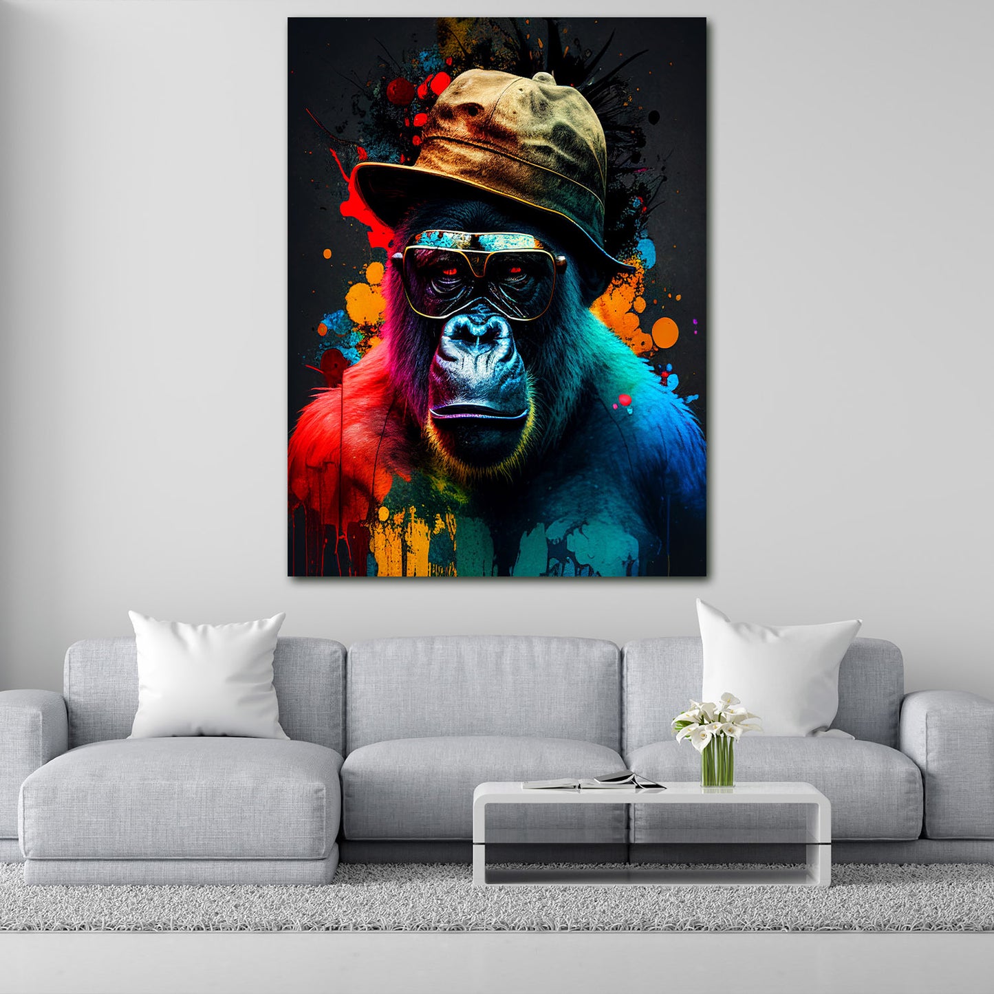 Wandbild Kunstwerk BE COOL Pop Art Gorilla