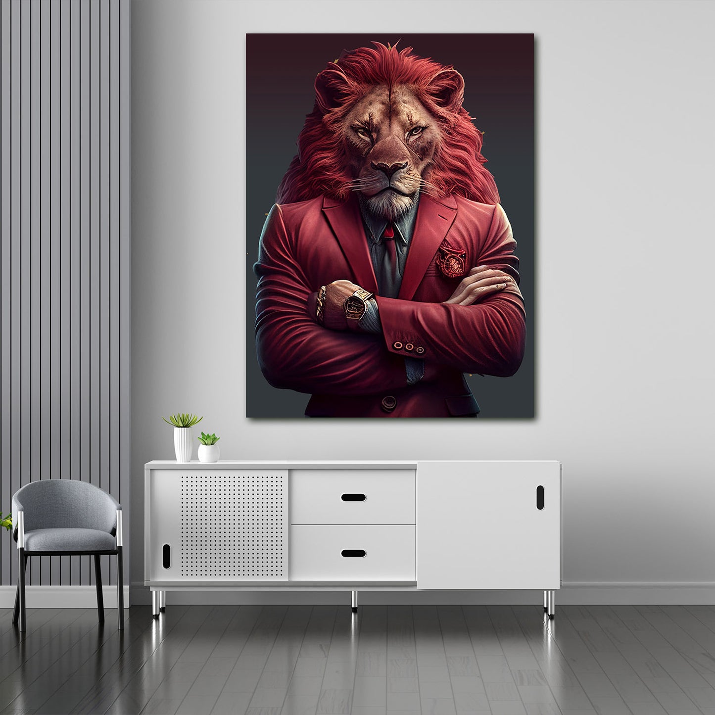 Wandbild Kunstwerk Be Cool Pop Art Suit Lion, Löwe