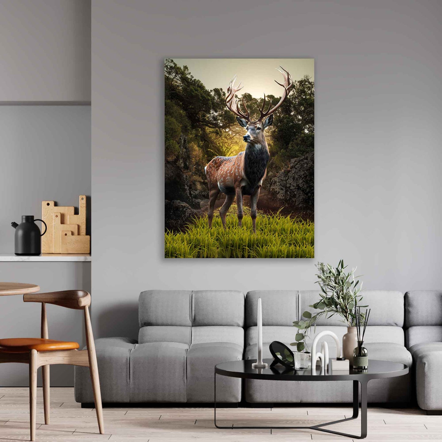 Wandbild Kunstwerk Beautiful Deer, Hirsch