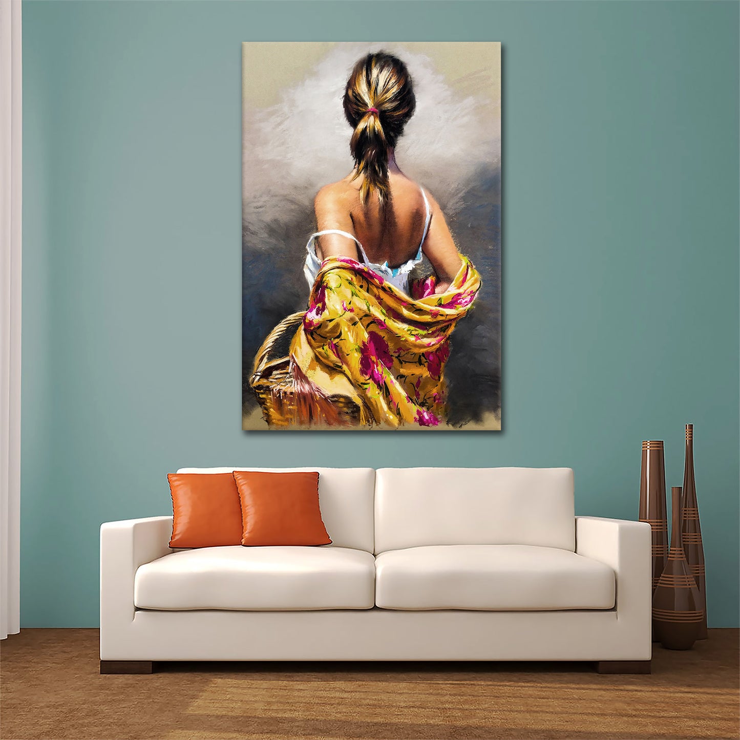 Wandbild Kunstwerk Beautiful Lady Paint Back Style