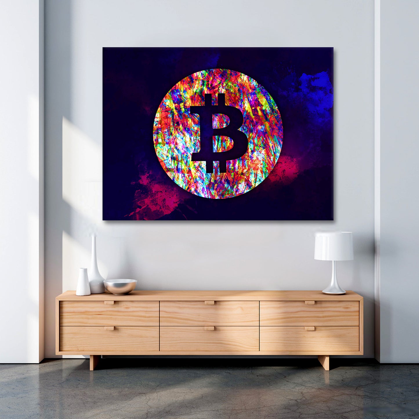 Wandbild Kunstwerk Bitcoin Börse Abstract Pop Art, Büro