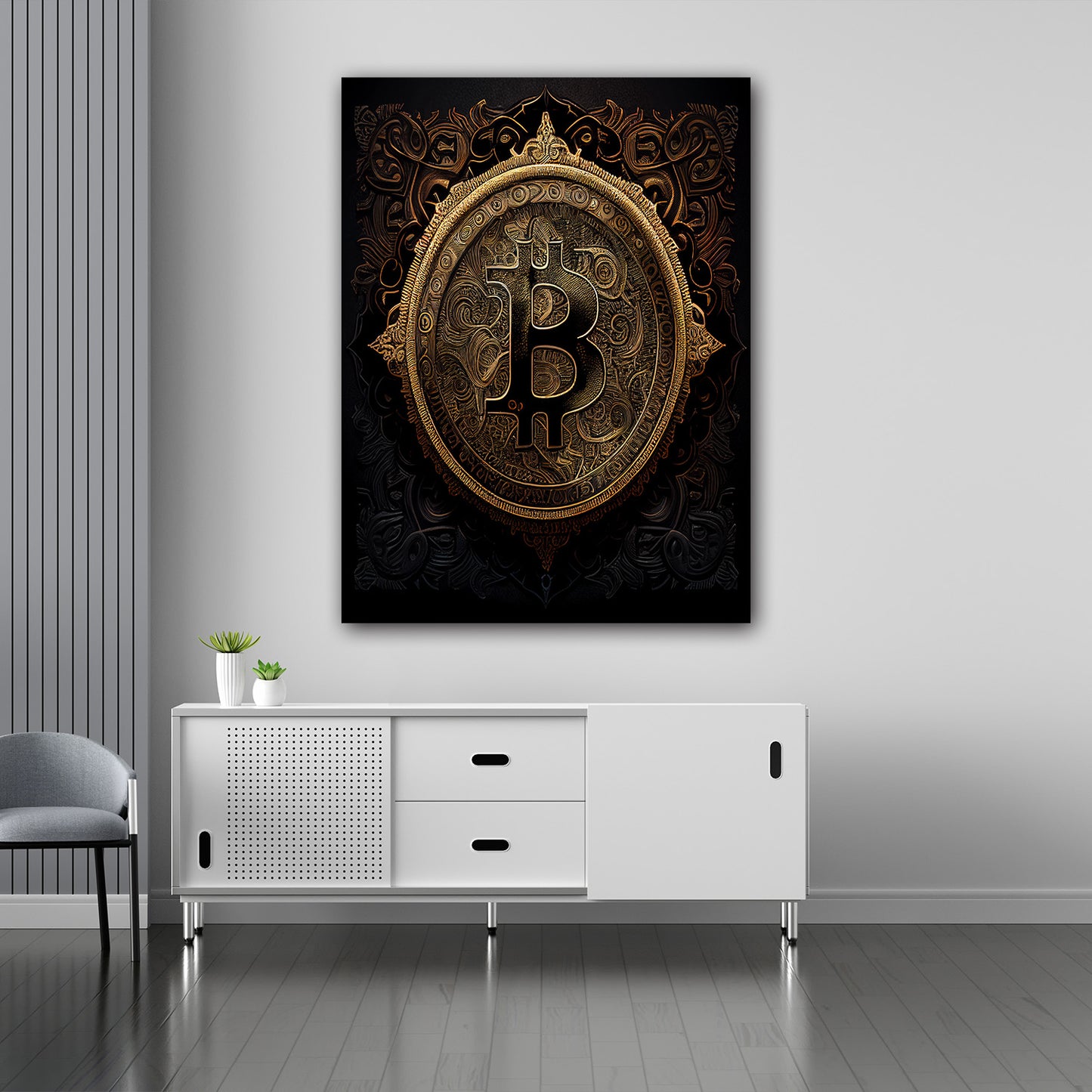 Wandbild Kunstwerk Bitcoin Gold Edition