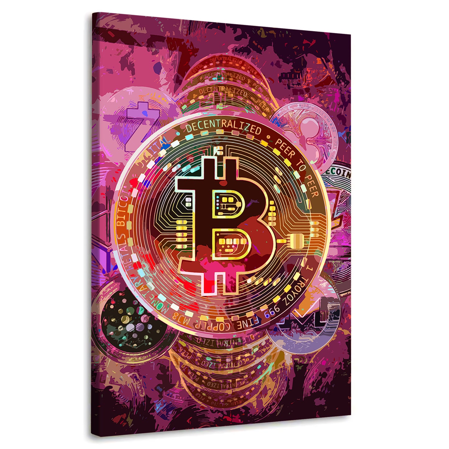 Wandbild Kunstwerk Bitcoin Peer To Peer Colour Style, Börse Büro