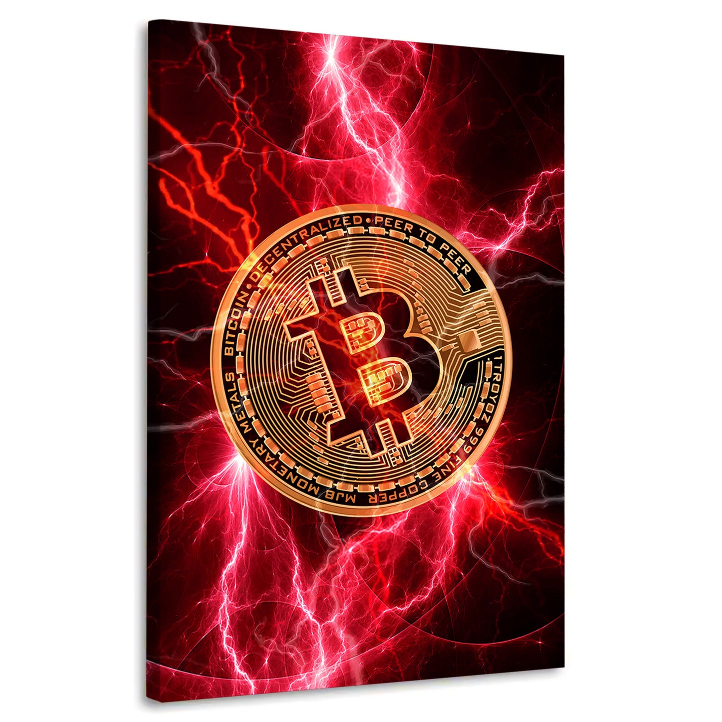 Wandbild Kunstwerk Bitcoin Red Style Colour, Kryptowährung