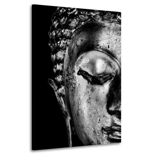 Wandbild Kunstwerk Buddha meditativ schwarz weiß