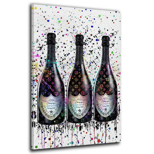 Wandbild Kunstwerk Champagner Lifestyle Pop Art Flasche