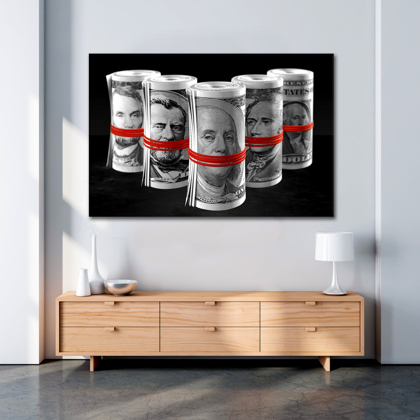 Wandbild Kunstwerk Dollar Presidents of USA Motivation