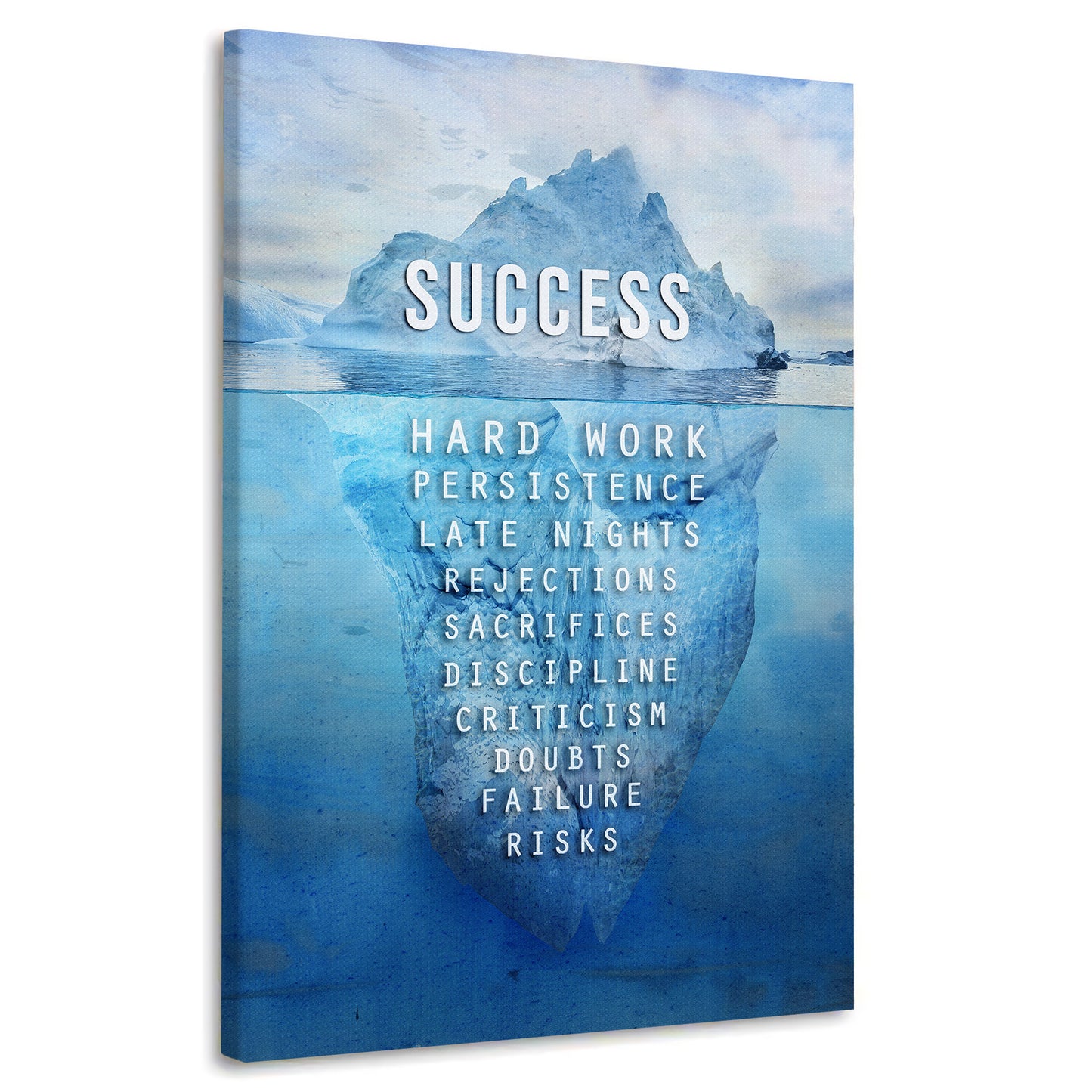 Wandbild Kunstwerk Eisberg Success Blue Style Motivation, Büro