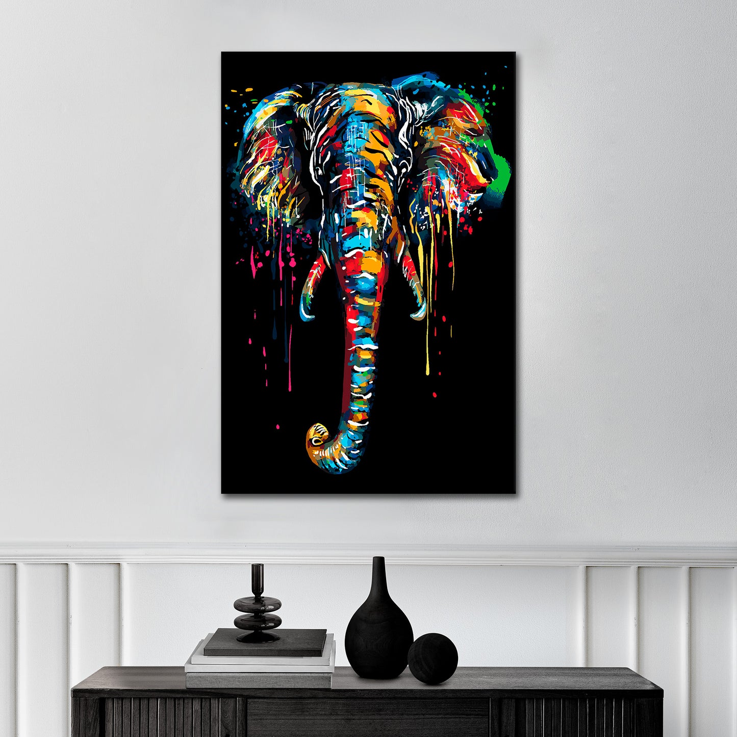 Wandbild Kunstwerk Elefant Colour Style Abstrakt, Pop Art