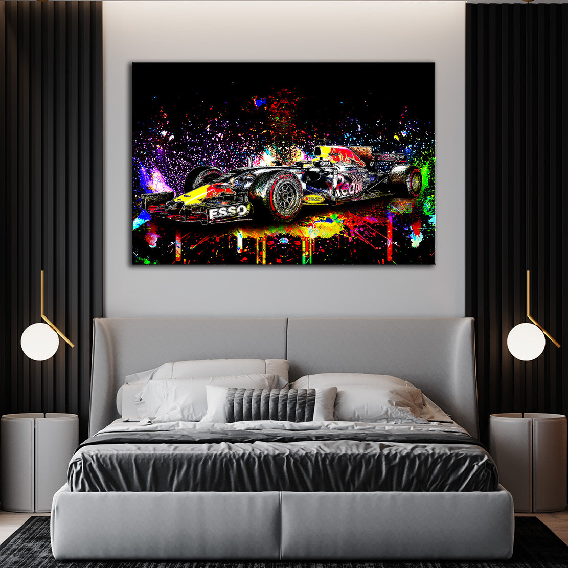 Wandbild Kunstwerk F1 Rennwagen Abstract Colour Pop Art