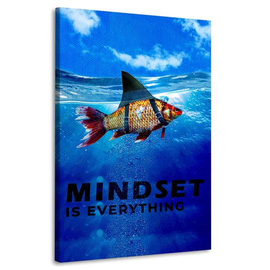 Wandbild Kunstwerk Fisch Mindset Is Everything Motivation