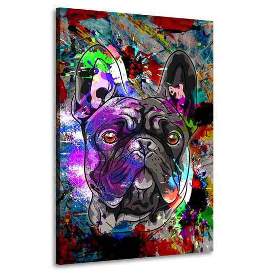 Wandbild Kunstwerk Französische Bulldogge Abstract Colour Tiere, Pop Art