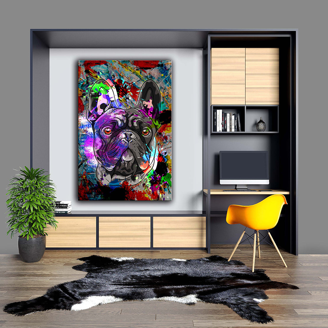 Wandbild Kunstwerk Französische Bulldogge Abstract Colour Tiere, Pop Art