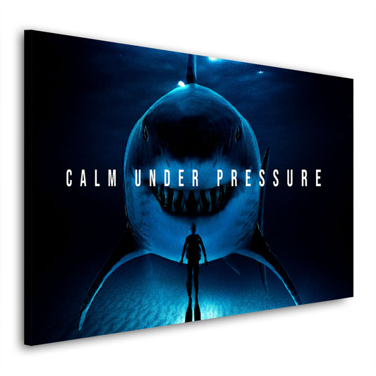 Wandbild Kunstwerk Hai Calm Under Pressure Dark Style, Motivation