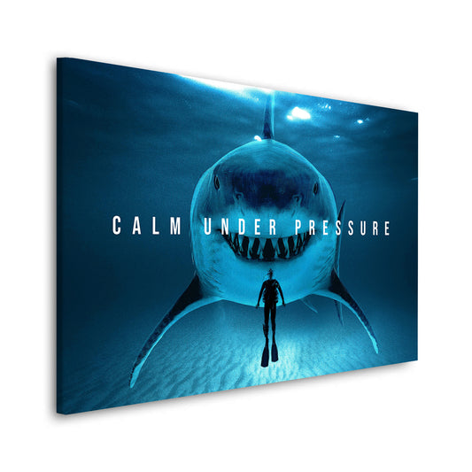 Wandbild Kunstwerk Hai Calm Under Pressure, Motivation