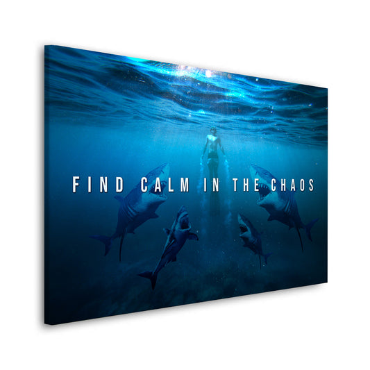 Wandbild Kunstwerk Haie Find Calm In The Chaos, Motivation