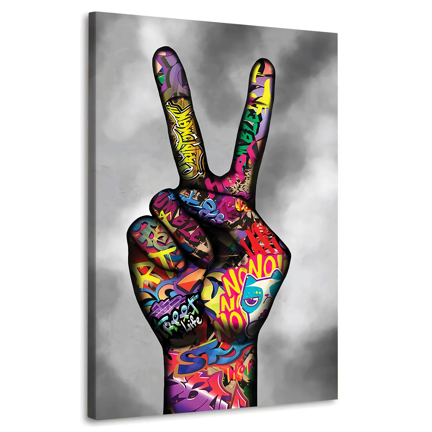 Wandbild Kunstwerk Hand Faust Peace Style Pop Art