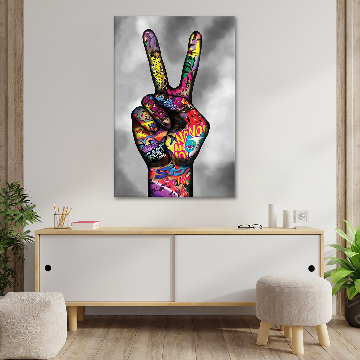 Wandbild Kunstwerk Hand Faust Peace Style Pop Art